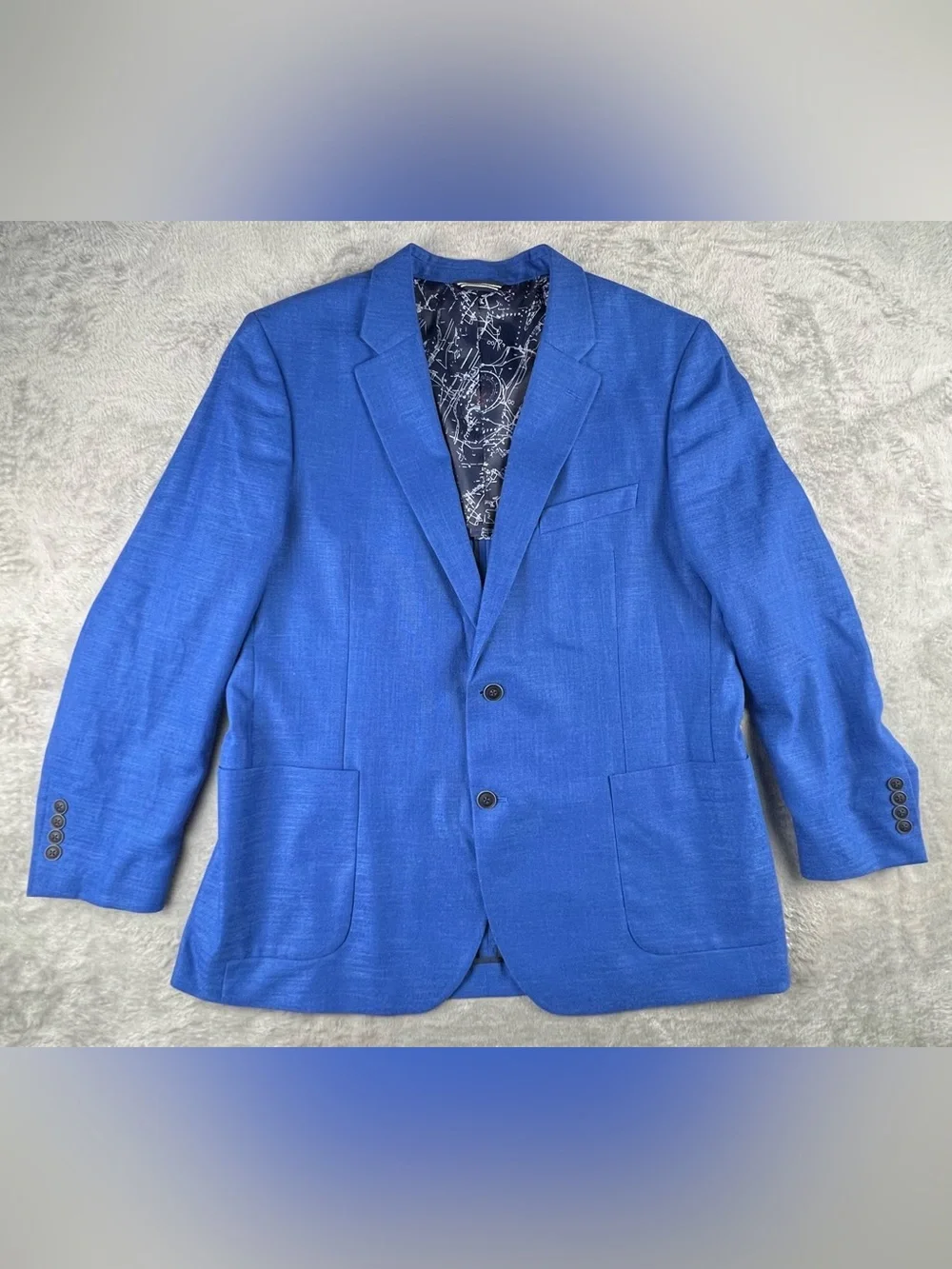 Nautica Jensen Blazer Mens 46R Navy Blue Unstructured Linen Blend Summer NC652